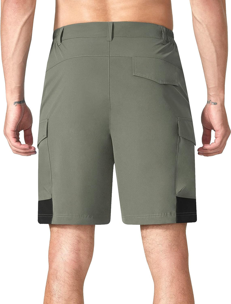 Mens Slim-Fit 11 Cargo Shorts Summer Casual Cotton Tactical Pants Elastic  Waistband Workout Outdoor Hiking Muscle Shorts