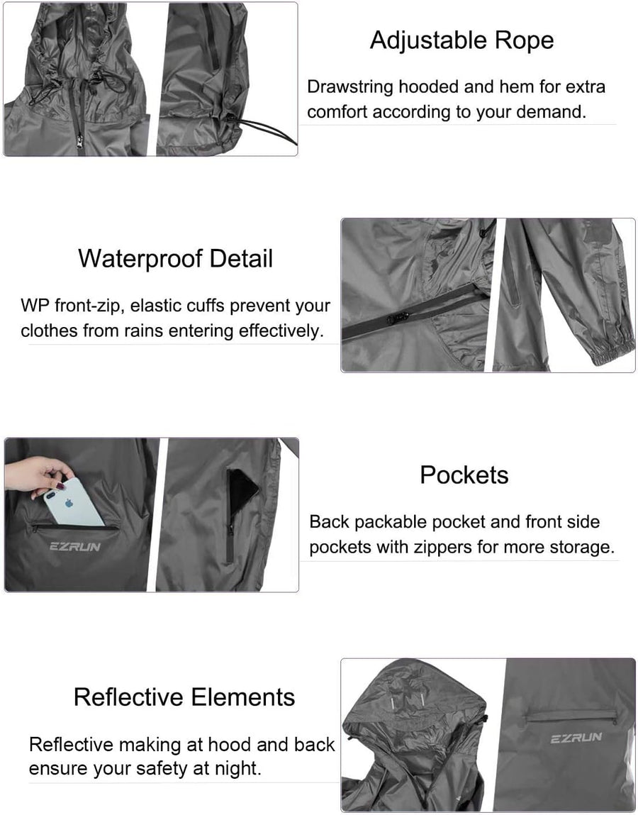 Lightweight Waterproof Packable Hooded Raincoat