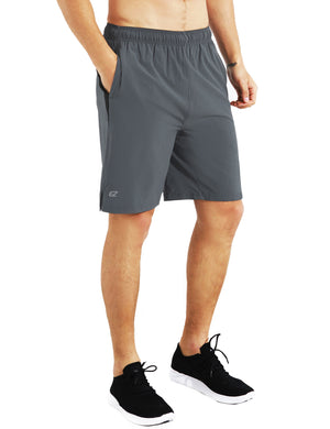 9 Inch Zipper Pockets Running Workout Gym Shorts