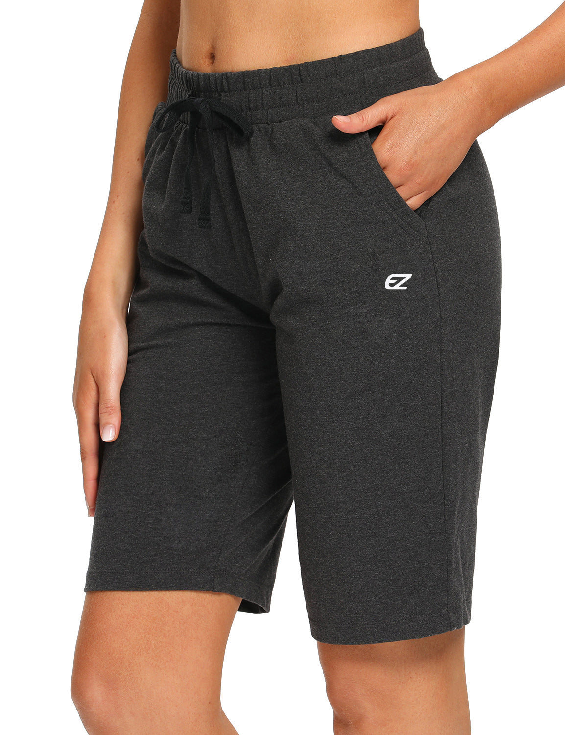 EZRUN Women's Bermuda Side Pockets Joggers Shorts with Pockets