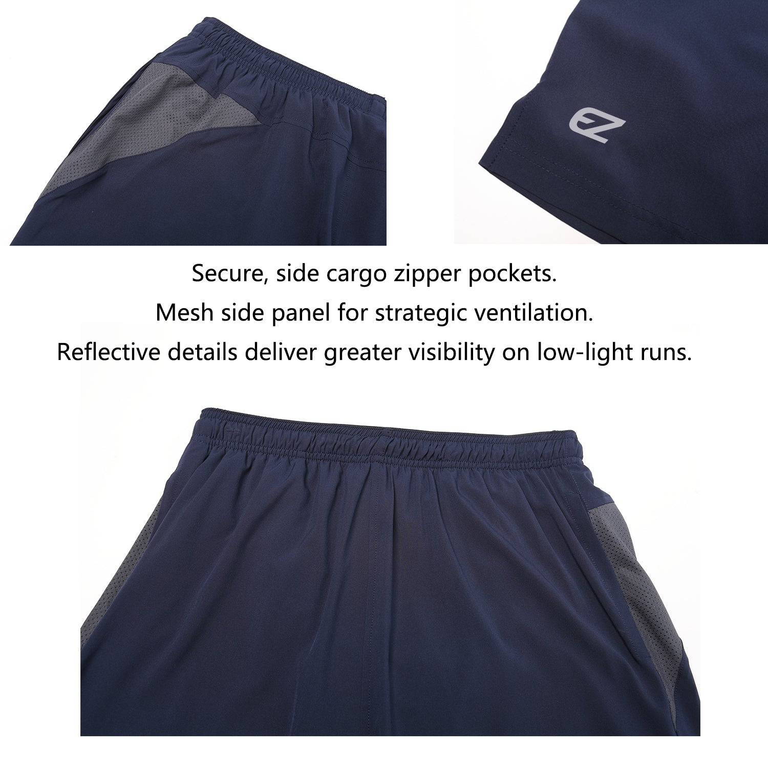 Men's Sports Shorts with Zipper Pocket- White TRUEREVO™