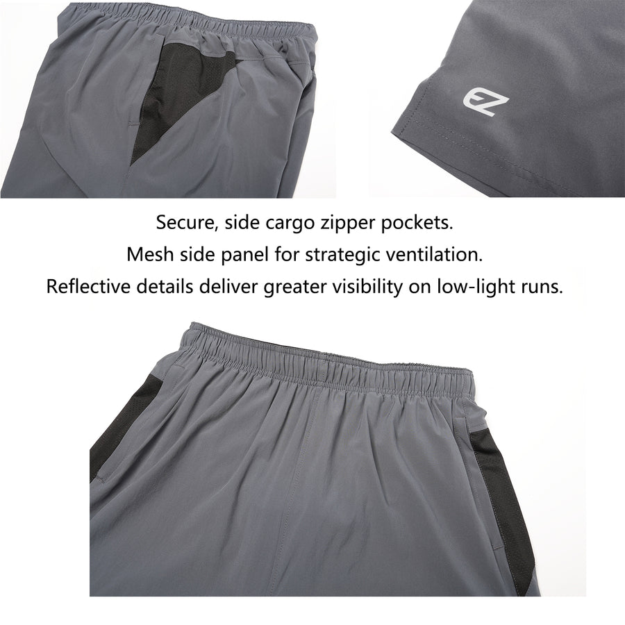 9 Inch Zipper Pockets Running Workout Gym Shorts