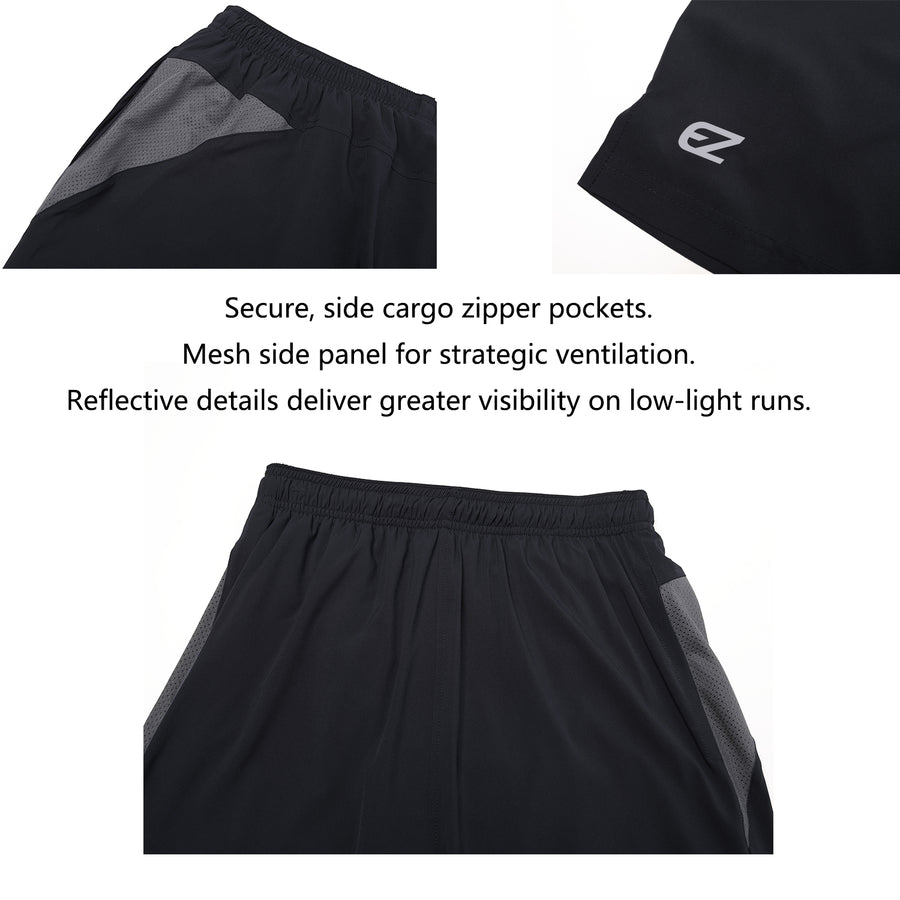 9 Inch Zipper Pockets Running Workout Gym Shorts