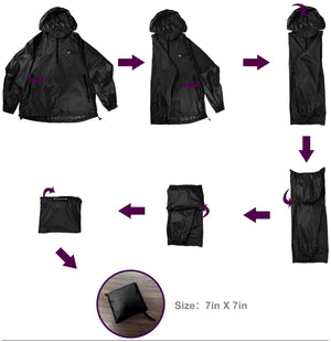 Lightweight Waterproof Packable Hooded Raincoat