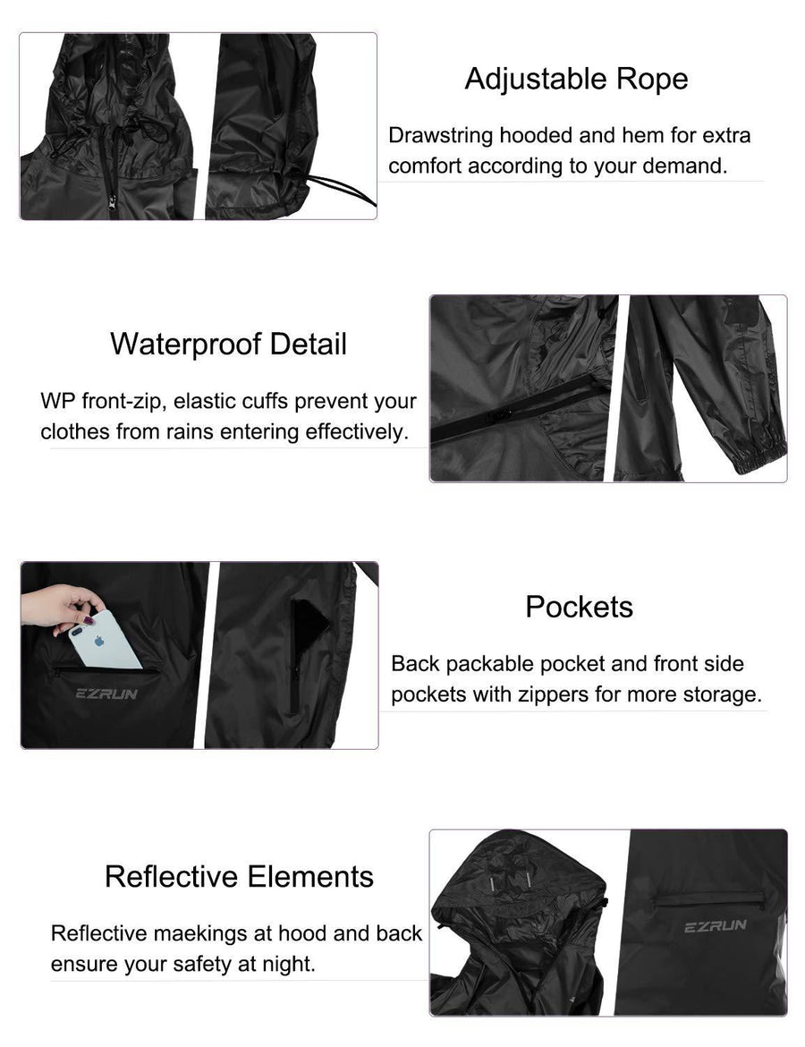 Lightweight Waterproof Packable Hooded Raincoat - ezrun-sports