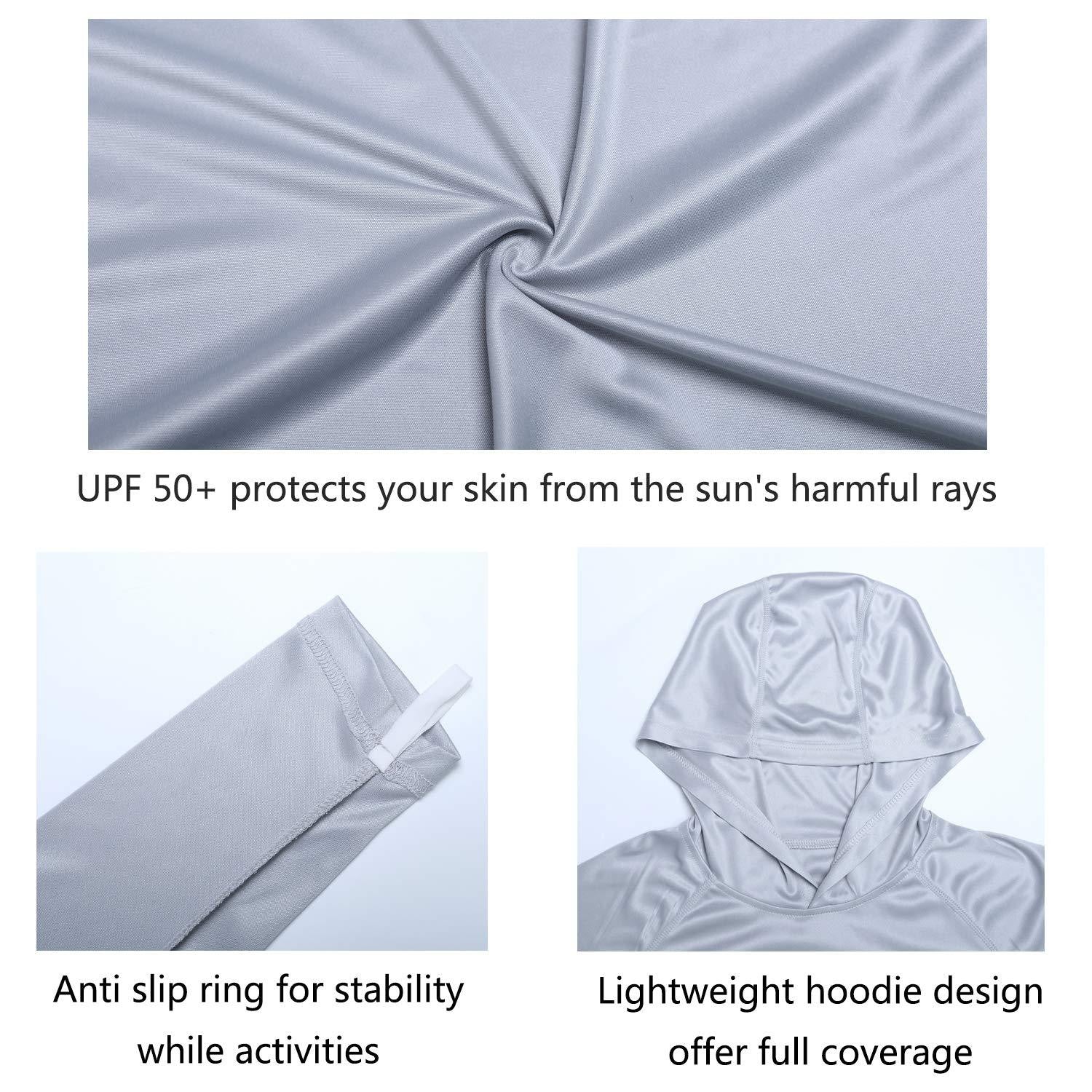 FUWODE Men’s Long Sleeve SPF UPF UV Protection Hoodie Sun Shirt with Hood &  Mask Zipper Pocket Summer Hiking Fishing Outdoor