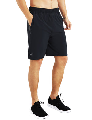 EZRUN Men's 9 Inch Zipper Pockets Running Workout Gym Shorts